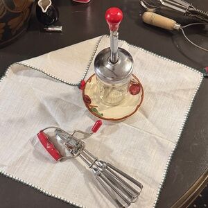 Vintage Red and Silver Kitchen Tools